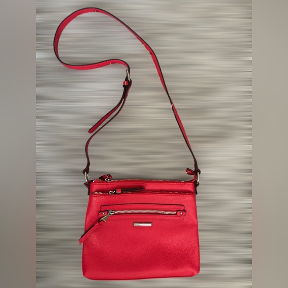 NWOT Dana Buchman Red, Vegan Multi-Zipper Crossbody Handbag Purse - Picture 5 of 6